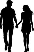 Silhouette of a Couple Holding Hands Symbolizing Love and Connection for Relationship Designs vector