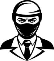 Mysterious Man in Suit with Masked Face Illustration for Tattoo and Graphic Design vector