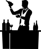 Elegant Bartender Mixing Cocktails in a Stylish Bar Scene for Event Flyers and Branding vector