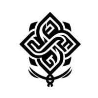 Symmetrical Celtic Knot , Black Lines Intertwined on White Background, Geometric Symbolism and Decorative Form. vector