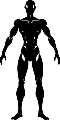 Futuristic Male Robot Silhouette for Character Design and Illustration Projects