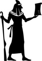 Ancient Egyptian Pharaoh Silhouette with Scroll and Staff for History Themes and Designs vector