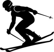 Dynamic Silhouette of a Skier in Action Perfect for Sports Branding and Winter Themed Designs vector