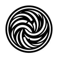Concentric, swirling black and white vortex within a circular frame, optical illusion effect. vector