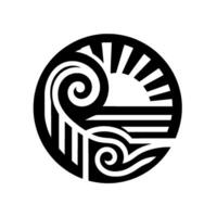 Intricate Black White Circular Featuring Stylized Sun, Swirls, Lines, and Geometric Shapes. Modern Art. vector