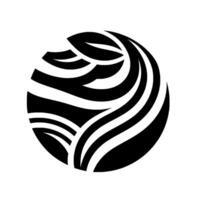 Abstract black and white of swirling lines within a circle, evoking nature and organic shapes. vector