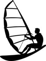 Dynamic Windsurfing Silhouette Design for Outdoor Adventure Themes and Graphic Projects vector