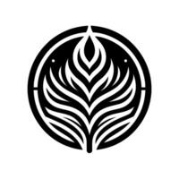 Abstract Black and White Leafy Within a Circular Frame Modern, Minimalist, Symmetric Composition vector