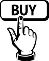 Hand Pointing at Buy Button Graphic for E-commerce Promotion or Marketing Material vector