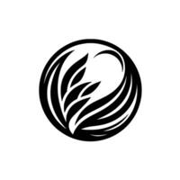 Minimalist Black and White A Circle with Abstract FeatherLike Evoking Grace and Harmony. vector