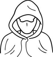 Mysterious Figure in Hoodie Minimalist Line Art for Creative Projects and Design vector