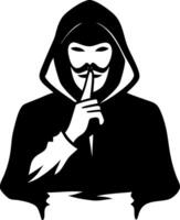 Mysterious Hooded Figure with Finger on Lips Symbolizing Secrets and Silence for Design vector