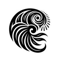 Intricate Black and White Nautilus Shell Abstract on a Clean White Background with Radial Symmetry. vector