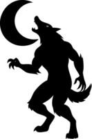 Menacing Werewolf Howling at Full Moon Illustration for Horror Themes and Design vector