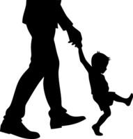Father and Child Holding Hands Silhouette Symbolizing Love Care and Family Bonding vector