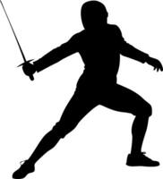 Fencing Athlete Silhouette in Action Dynamic Sport Pose for Competition or Training Graphic Design vector