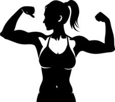 Fit Female Silhouette in Athletic Pose Showing Strength and Empowerment for Fitness Designs vector