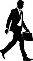 Businessman Silhouette Walking with Briefcase for Professional Themes and Designs vector
