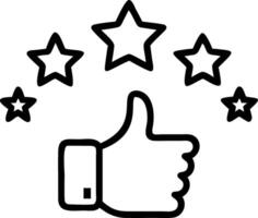 Thumbs Up Gesture with Stars for Positive Feedback and Reviews vector