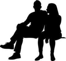 Silhouette of a Couple Sitting Together in an Intimate Pose for Artwork and Design Use vector