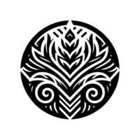 Intricate Black and White Floral Mandala Enclosed in a Circle, Featuring Geometric Patterns and a Minimalist Aesthetic. vector