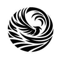 Abstract Black Bird Rising Inside a Circular , Clean Lines, Modern for Freedom, Strength, and Inspiration. vector