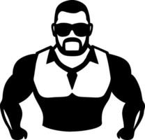 Muscular Man in Sunglasses Silhouette Strong Character Design for Fitness and Apparel vector