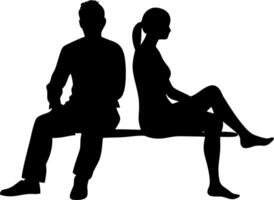 Couple Silhouette Sitting Back to Back Concept for Relationship and Communication Themes vector