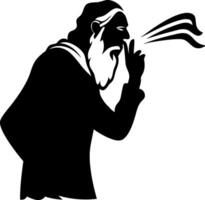 Wise Man Silhouette Whispering with Flowing Smoke Illustration for Tattoo and Graphic Design vector