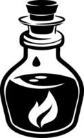 Vintage Glass Potion Bottle with Flame Element for Mystical Designs and Illustrations vector