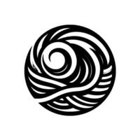 Stylized Black and White Circular Vortex Illustration with a Swirling Pattern Representing Energy or a Symbol of Infinity vector