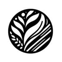 Intricate Black and White Circular Composition Featuring Stylized Floral Elements, Resembling a Modern . vector