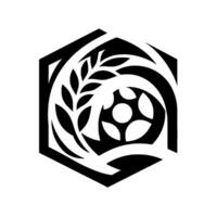 Intricate Black and White Hexagon with Wheat, Circular Organic Lines, Illustration, Modern Simplicity. vector