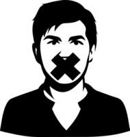 Silhouette of a Man with Mouth Covered Symbolizing Silence in Communication and Expression vector