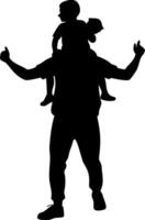 Father Carrying Child on Shoulders Silhouette for Family Activities and Parenting Designs vector