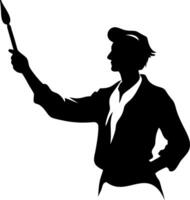 Elegant Silhouette of a Man Holding a Paintbrush Perfect for Artistic Themed Projects vector