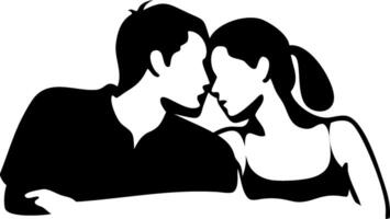 Intimate Silhouette of a Couple Embracing for Romantic Decor or Tattoo Design vector