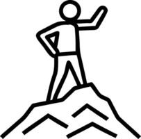 Person Standing on Mountain Peak in Victory Pose Symbolizing Achievement and Determination vector