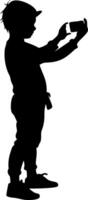 Creative Child Silhouette Taking with Smartphone Perfect for Illustrations and Designs vector
