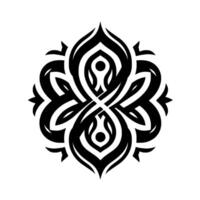 Symmetrical floral black and white with intricate interwoven patterns, creating a balanced artistic visual on a white backdrop. vector