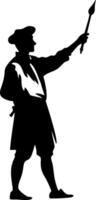 Historic Silhouette of a Male Figure with a Spear Gesture in Vintage Attire for Classic Themes vector