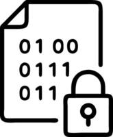 Binary Code Document with Lock Representing Data Security and Encryption Concepts vector