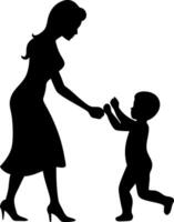 Mother and Child Silhouette Embracing Love and Connection for Family-Themed Designs vector