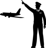 Air Traffic Controller Signaling Airplane in Flight for Aviation and Travel Projects vector