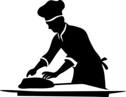 Chef Preparing Dough for Baking in a Kitchen Setting Silhouette Design for Culinary Projects vector