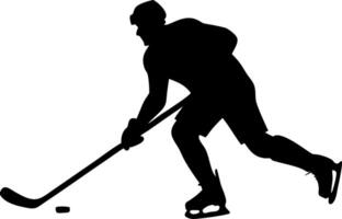 Dynamic Ice Hockey Player Silhouette in Action for Sports Merchandise and Graphic Designs vector