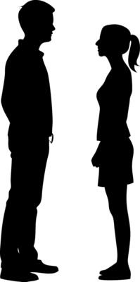 Silhouette of a Couple Engaged in Conversation Ideal for Relationship Themed Designs