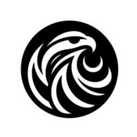 Bold Black and White Emblem A Stylized Eagles Head Enclosed in a Circle, Representing Power and Precision. vector