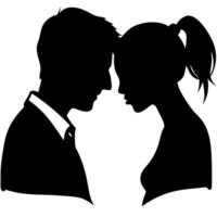 Silhouette of Romantic Couple Facing Each Other Emphasizing Love and Connection for Design Use vector