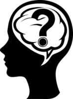 Silhouette of a Human Head with a Question Mark in the Brain for Psychology and Inquiry Design vector